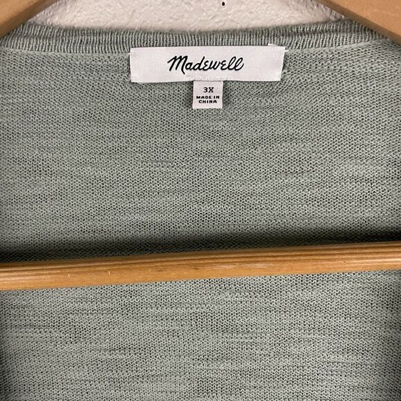 Madewell Womens Plus Size 3X Green Summer Ryder Cardigan Open Front Pocket - Picture 2 of 5